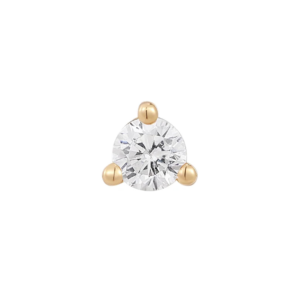 threadless: Prong Set White CZ End in Gold