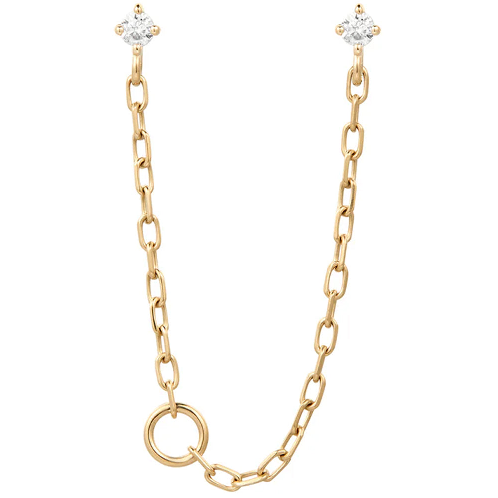 threadless: "Double Vision" Chain Dual Pin End in Gold with White CZ's