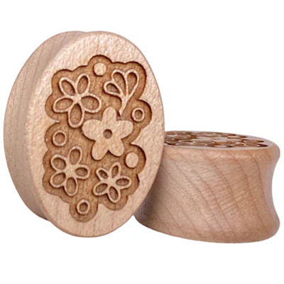 Retro Flora Wood Oval Plugs