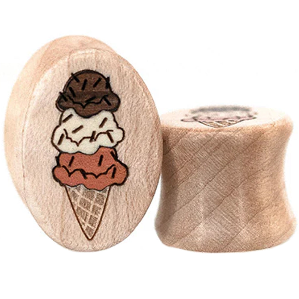 Ice Cream Wood Oval Inlay Plugs