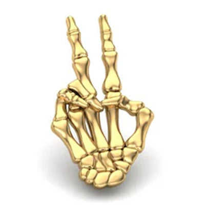 Peace Skeletal Hand Threaded End in Gold