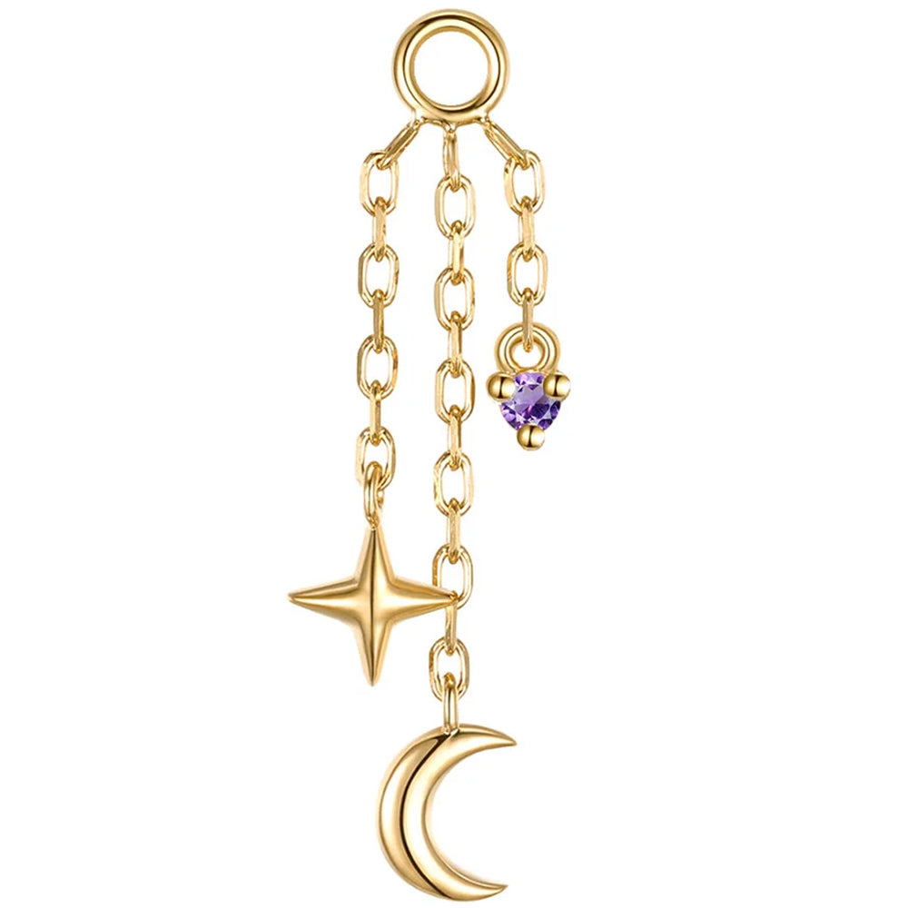 "Cassiopeia" Chain Charm with Genuine Gemstone