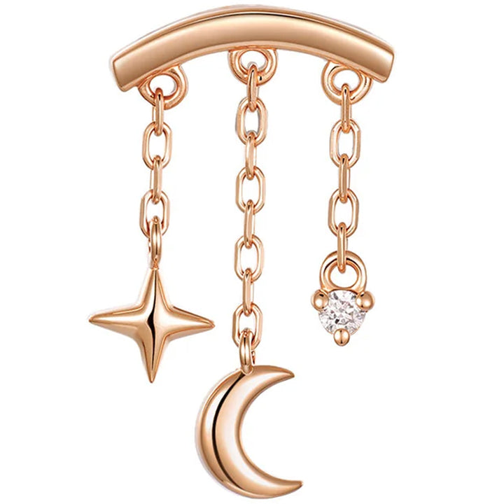 threadless: "Cassiopeia" Hidden Helix End with Chains in Gold with Genuine Gemstone