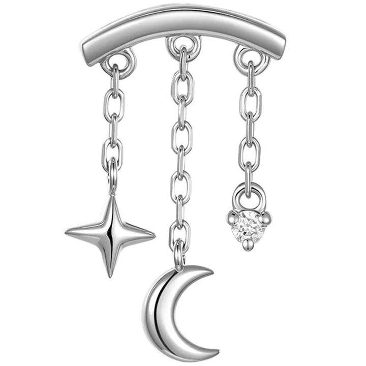 threadless: "Cassiopeia" Hidden Helix End with Chains in Gold with Genuine Gemstone