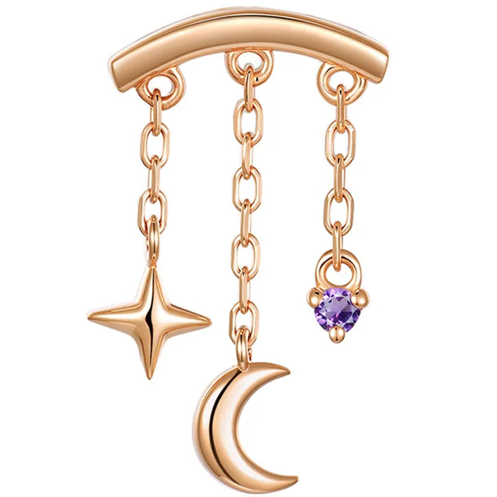 threadless: "Cassiopeia" Hidden Helix End with Chains in Gold with Genuine Gemstone