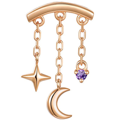 threadless: "Cassiopeia" Hidden Helix End with Chains in Gold with Genuine Gemstone