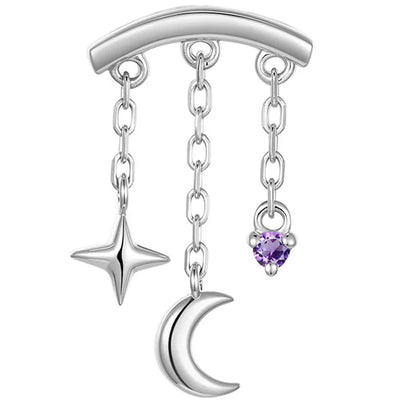 threadless: "Cassiopeia" Hidden Helix End with Chains in Gold with Genuine Gemstone