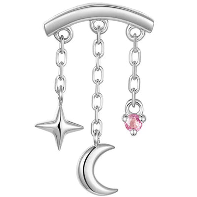 threadless: "Cassiopeia" Hidden Helix End with Chains in Gold with Genuine Gemstone