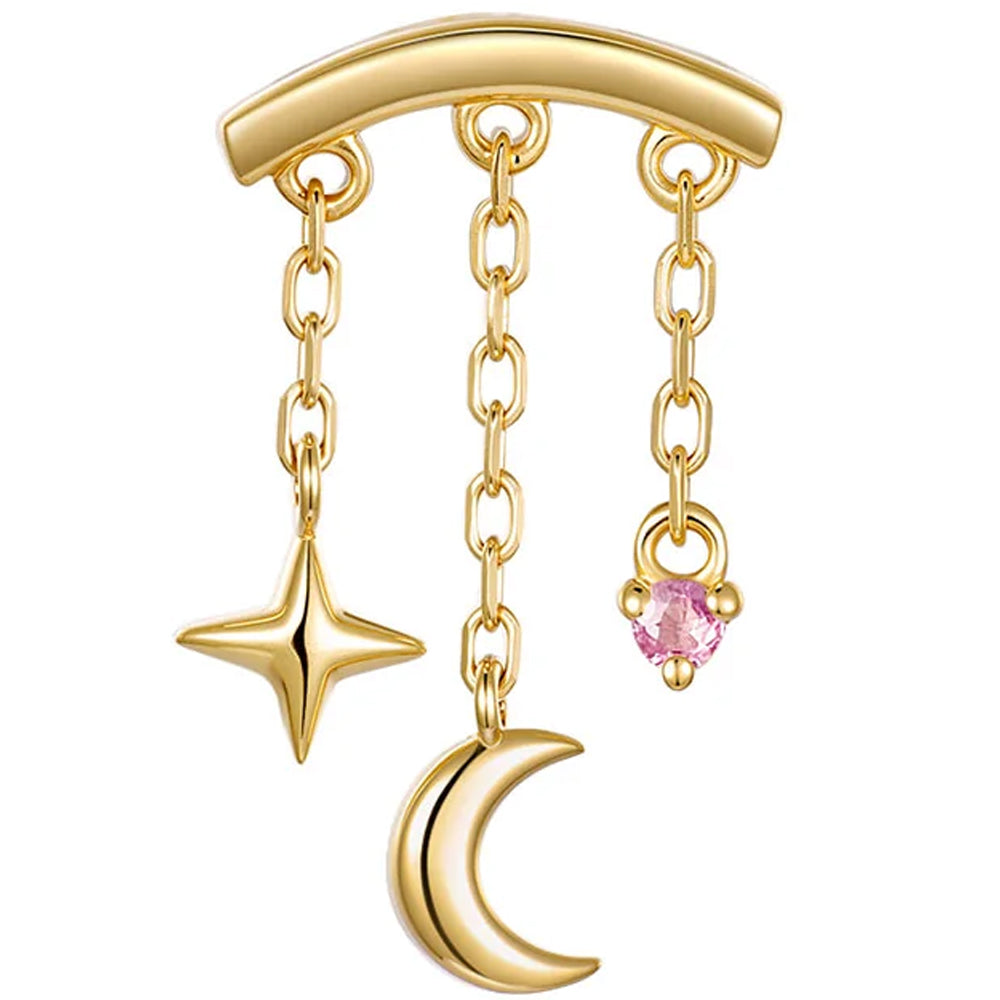threadless: "Cassiopeia" Hidden Helix End with Chains in Gold with Genuine Gemstone