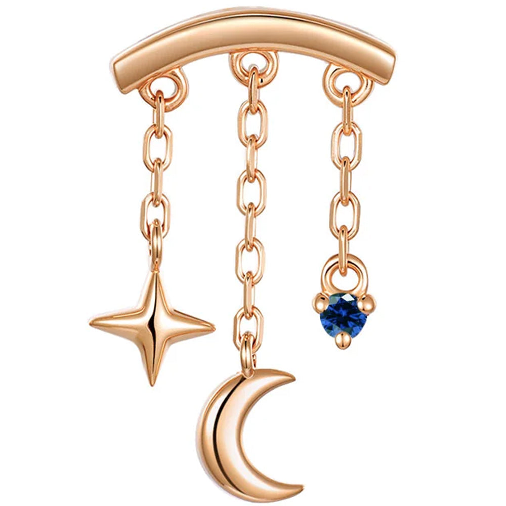 threadless: "Cassiopeia" Hidden Helix End with Chains in Gold with Genuine Gemstone