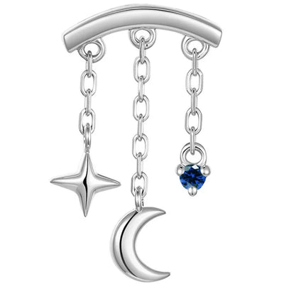threadless: "Cassiopeia" Hidden Helix End with Chains in Gold with Genuine Gemstone