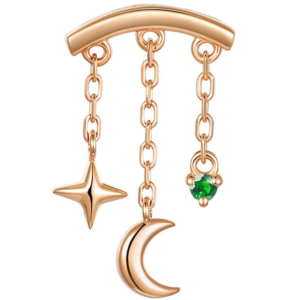 threadless: "Cassiopeia" Hidden Helix End with Chains in Gold with Genuine Gemstone