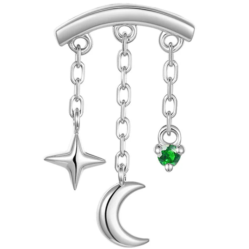 threadless: "Cassiopeia" Hidden Helix End with Chains in Gold with Genuine Gemstone