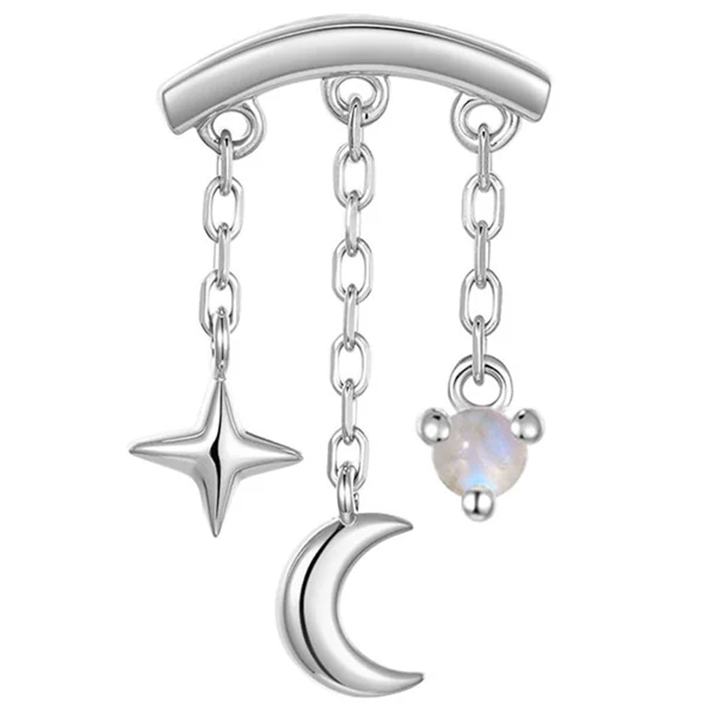 threadless: "Cassiopeia" Hidden Helix End with Chains in Gold with Genuine Gemstone