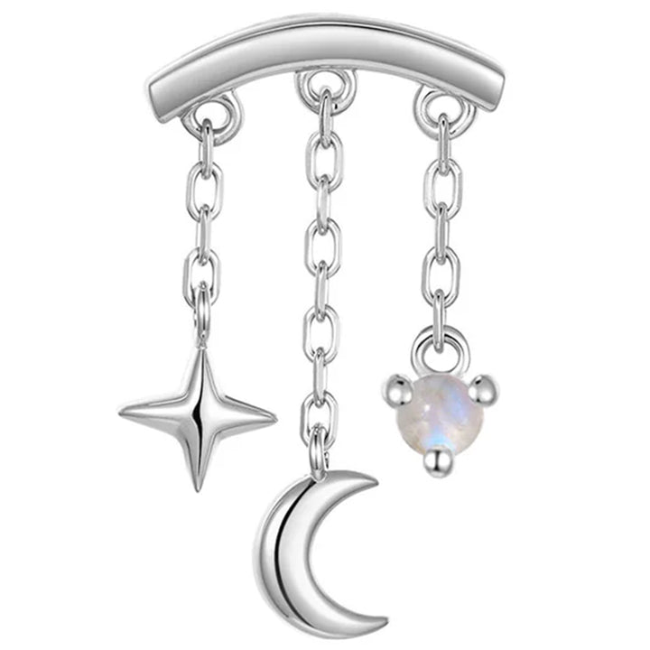 threadless: "Cassiopeia" Hidden Helix End with Chains in Gold with Genuine Gemstone