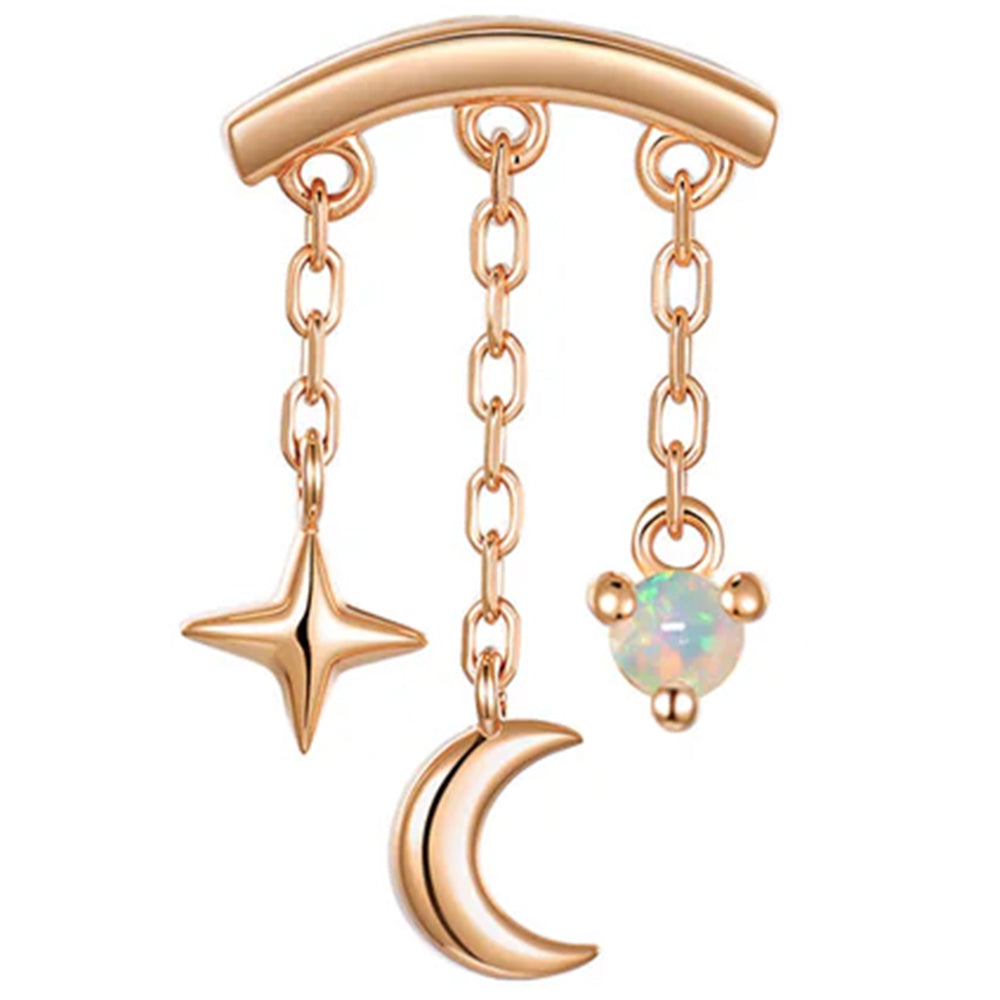 threadless: "Cassiopeia" Hidden Helix End with Chains in Gold with Genuine Gemstone