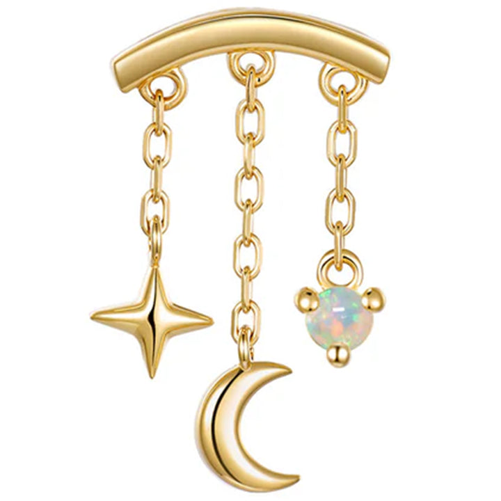 threadless: "Cassiopeia" Hidden Helix End with Chains in Gold with Genuine Gemstone