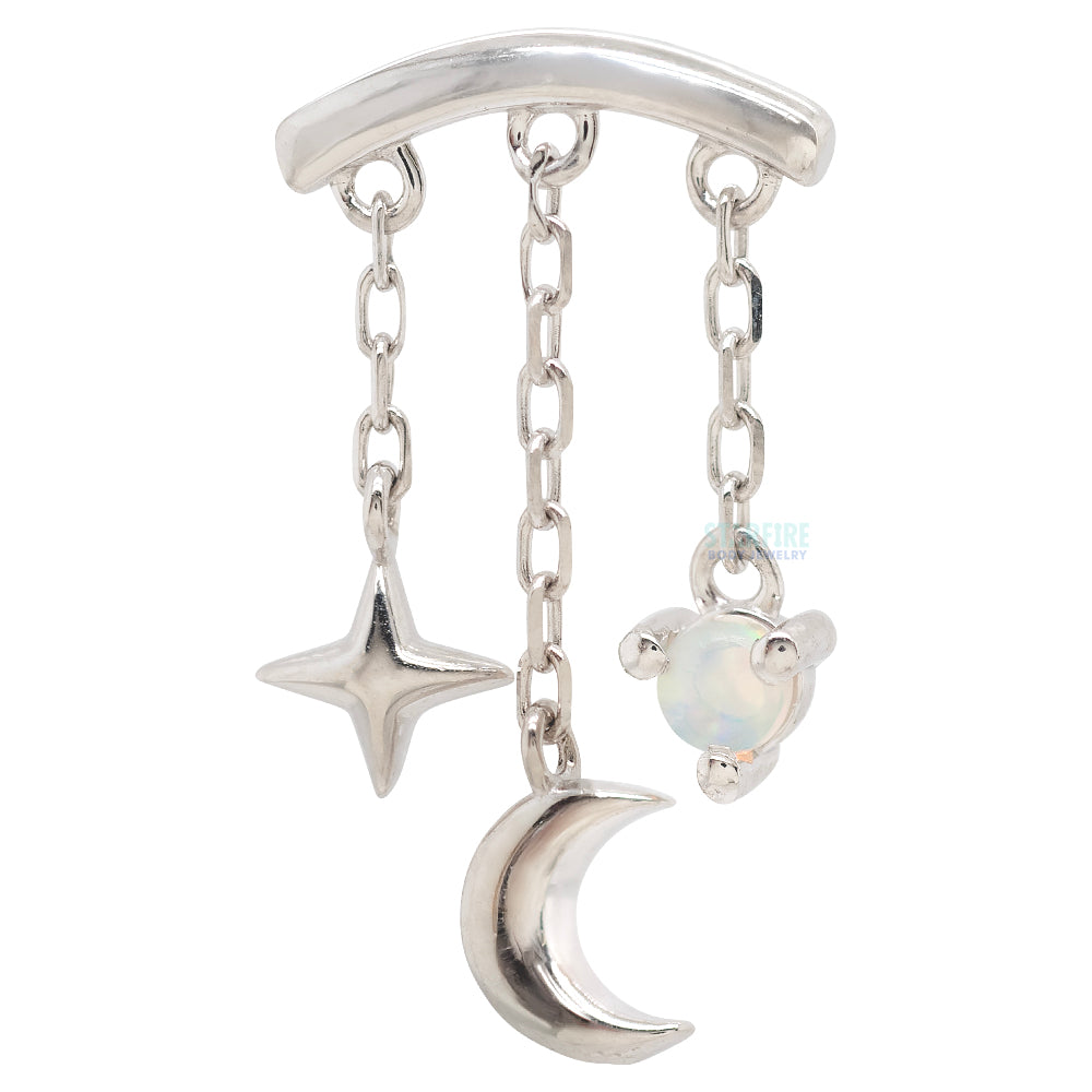 threadless: "Cassiopeia" Hidden Helix End with Chains in Gold with Genuine Gemstone