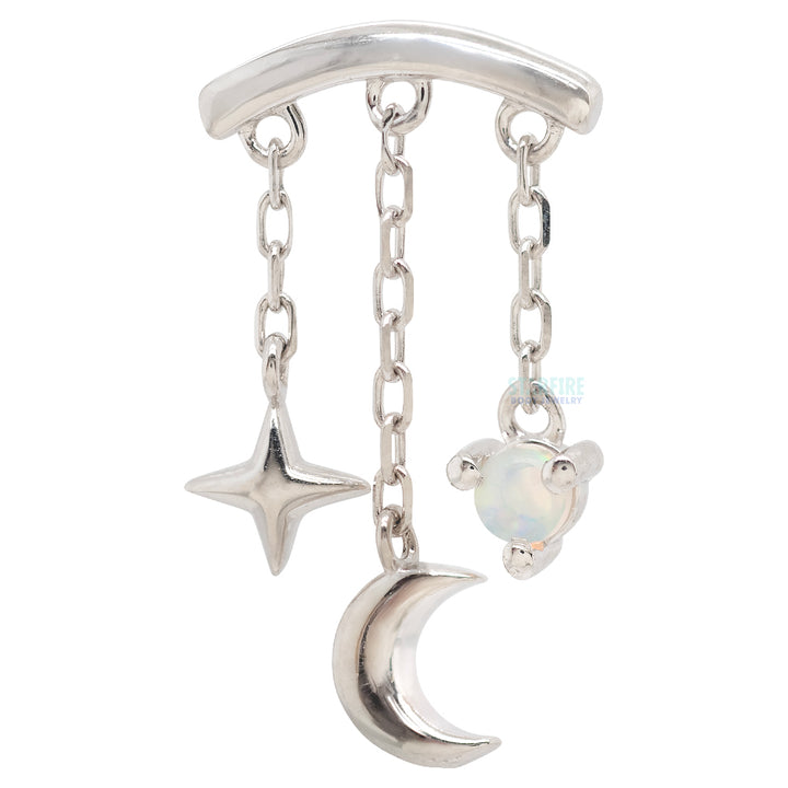 threadless: "Cassiopeia" Hidden Helix End with Chains in Gold with Genuine Gemstone