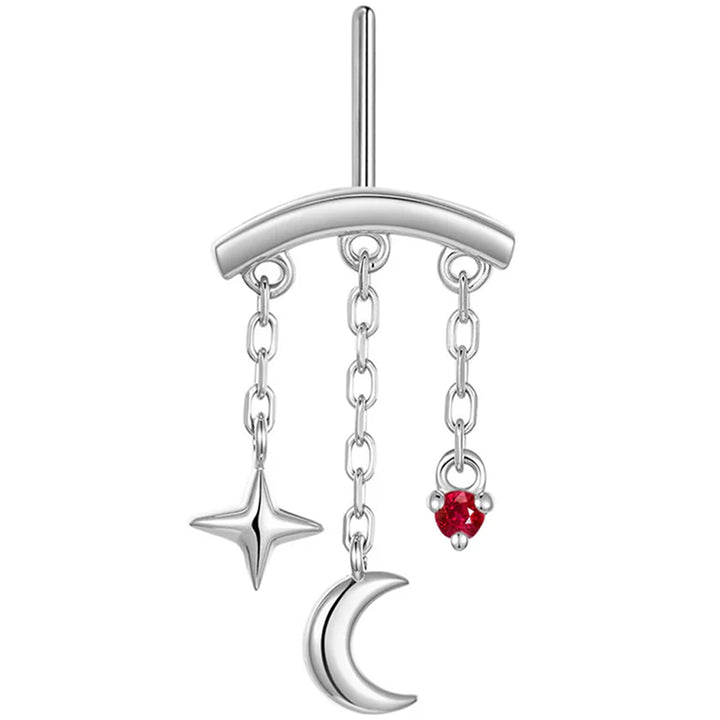 threadless: Vertical "Cassiopeia" Hidden Helix End with Chains in Gold with Genuine Gemstone
