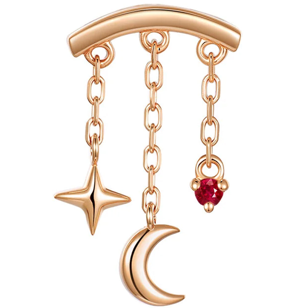 threadless: "Cassiopeia" Hidden Helix End with Chains in Gold with Genuine Gemstone
