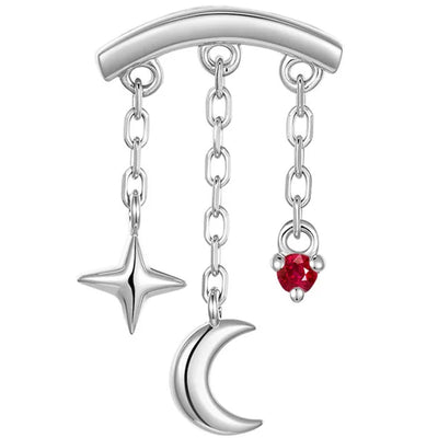 threadless: "Cassiopeia" Hidden Helix End with Chains in Gold with Genuine Gemstone
