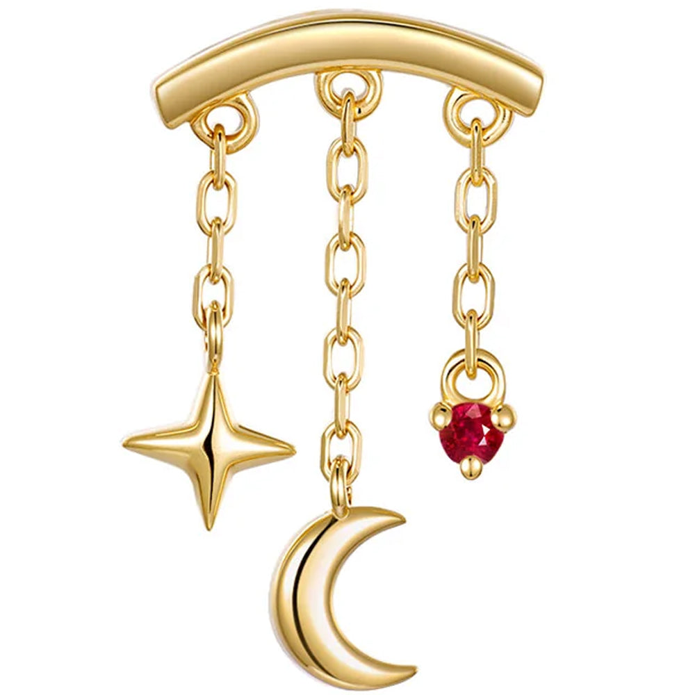 threadless: "Cassiopeia" Hidden Helix End with Chains in Gold with Genuine Gemstone