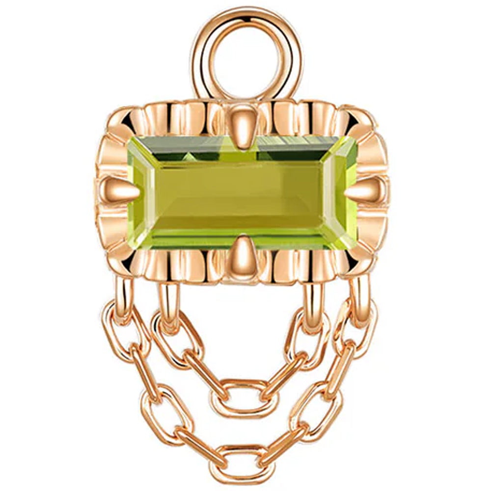 Fluted Edge "Hazel" Charm with Chains in Gold with Colored Genuine Gemstones