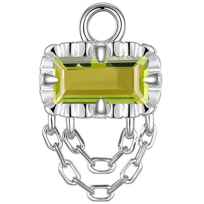 Fluted Edge "Hazel" Charm with Chains in Gold with Genuine Gemstones