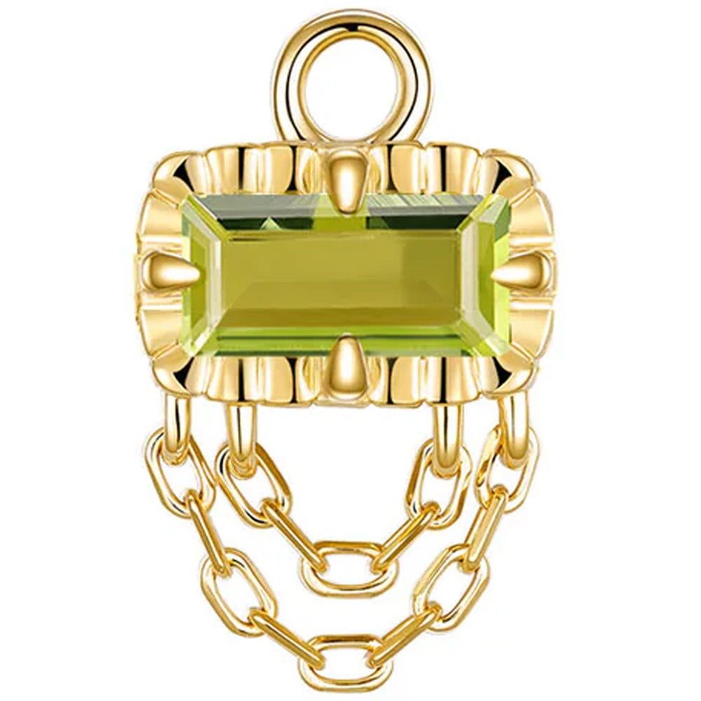 Fluted Edge "Hazel" Charm with Chains in Gold with Colored Genuine Gemstones