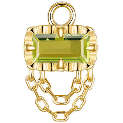 Fluted Edge "Hazel" Charm with Chains in Gold with Genuine Gemstones