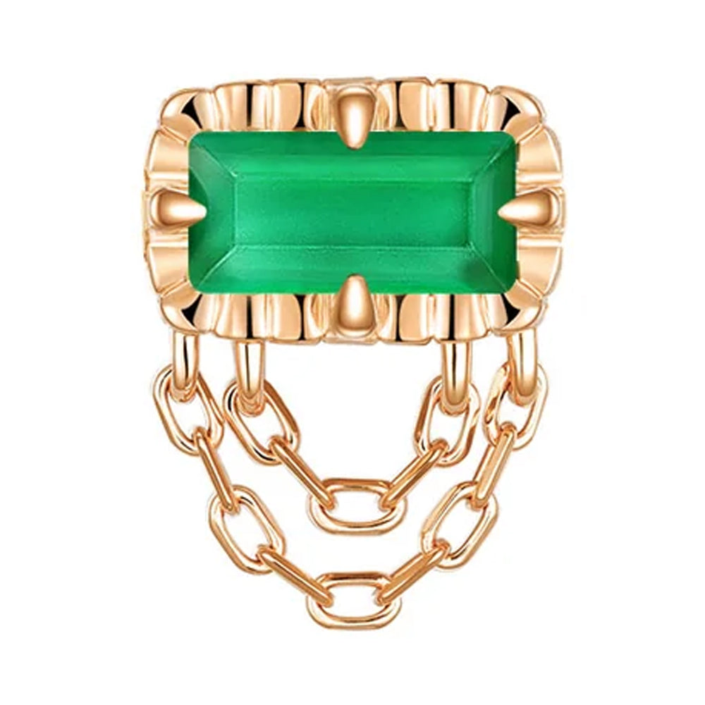 threadless: Fluted Edge "Hazel" End with Chains in Gold with Colored Genuine Gemstones