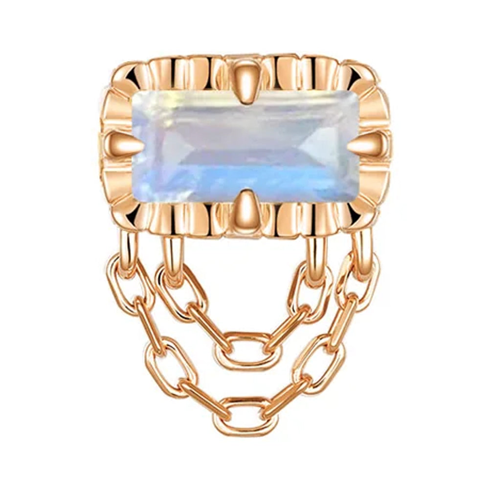 threadless: Fluted Edge "Hazel" End with Chains in Gold with Colored Genuine Gemstones