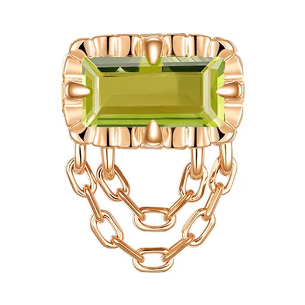 threadless: Fluted Edge "Hazel" End with Chains in Gold with Colored Genuine Gemstones