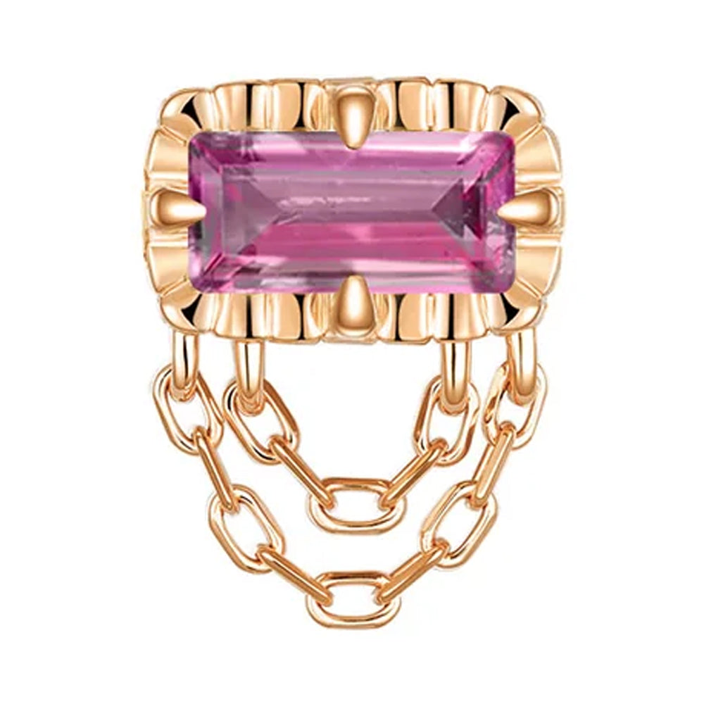 threadless: Fluted Edge "Hazel" End with Chains in Gold with Colored Genuine Gemstones