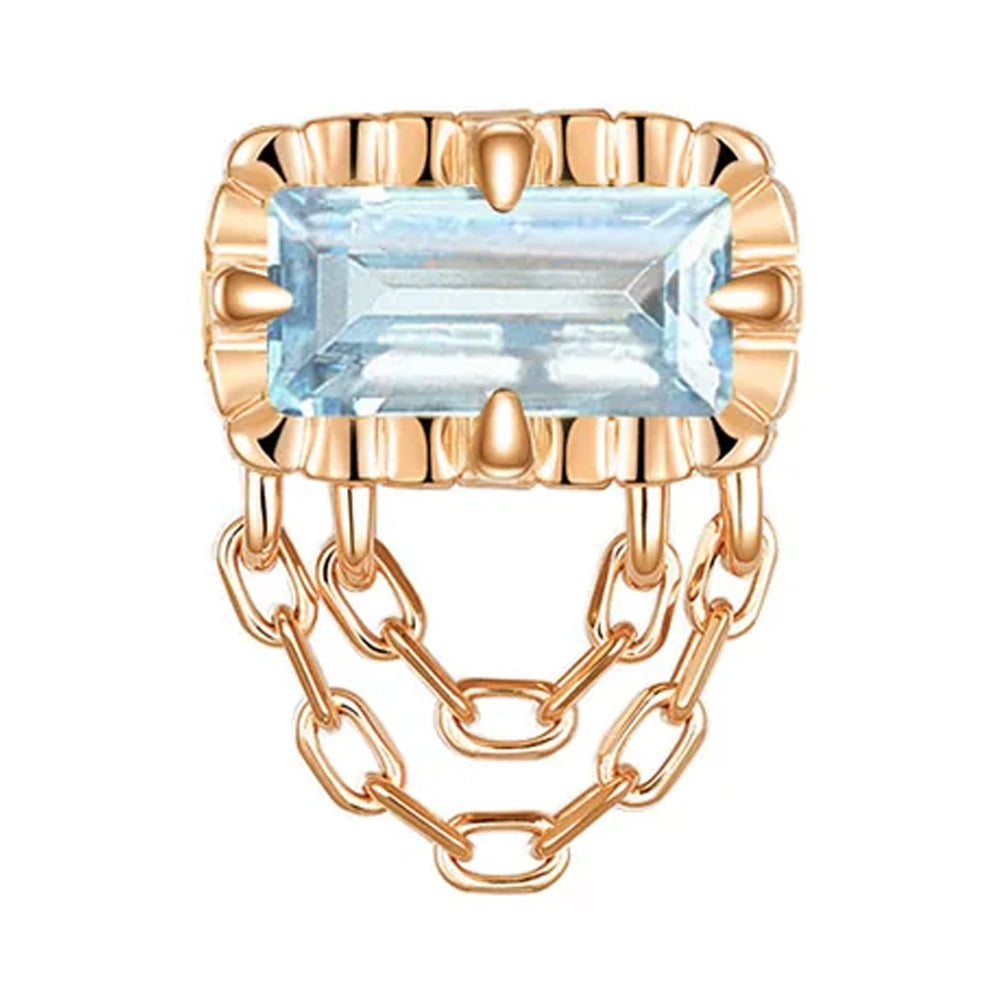 threadless: Fluted Edge "Hazel" End with Chains in Gold with Colored Genuine Gemstones