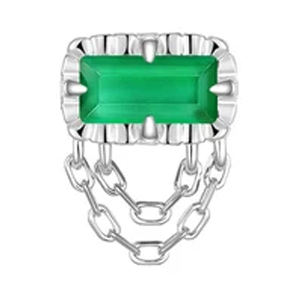 threadless: Fluted Edge "Hazel" End with Chains in Gold with Colored Genuine Gemstones