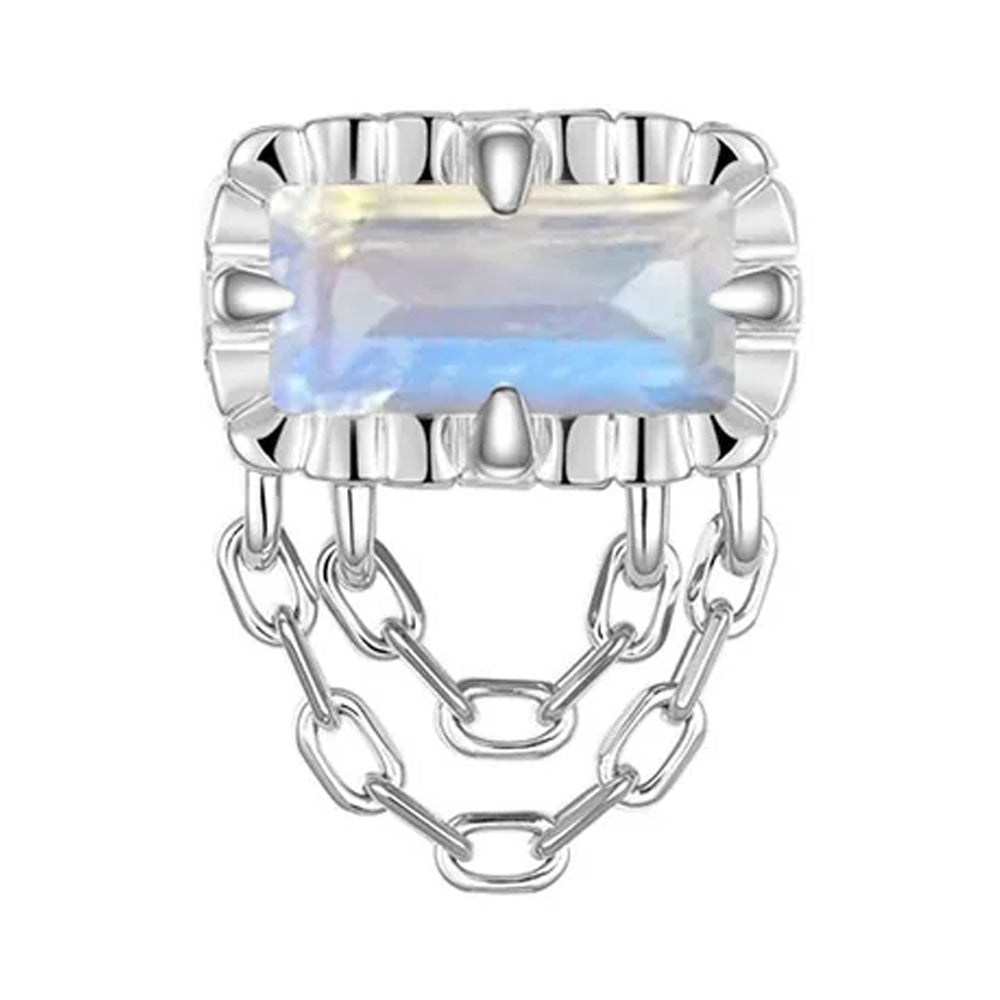 threadless: Fluted Edge "Hazel" End with Chains in Gold with Colored Genuine Gemstones