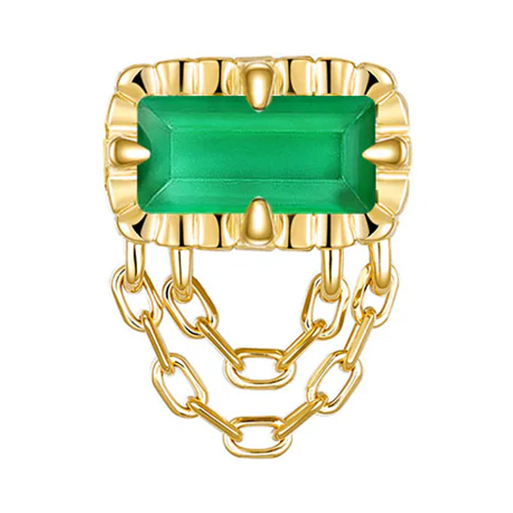 threadless: Fluted Edge "Hazel" End with Chains in Gold with Colored Genuine Gemstones