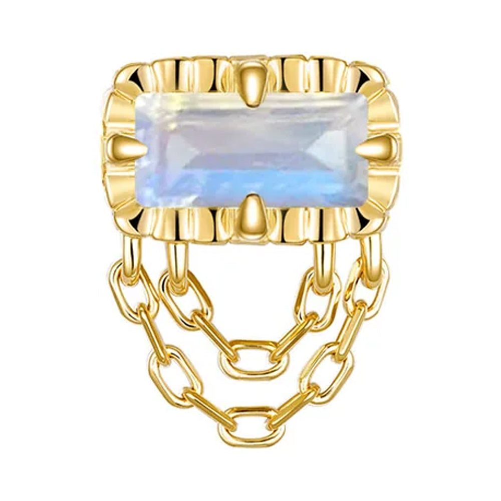 threadless: Fluted Edge "Hazel" End with Chains in Gold with Colored Genuine Gemstones