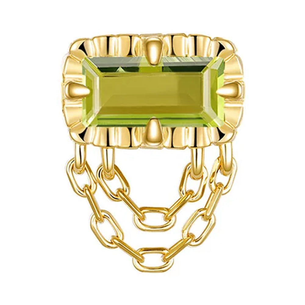 threadless: Fluted Edge "Hazel" End with Chains in Gold with Colored Genuine Gemstones