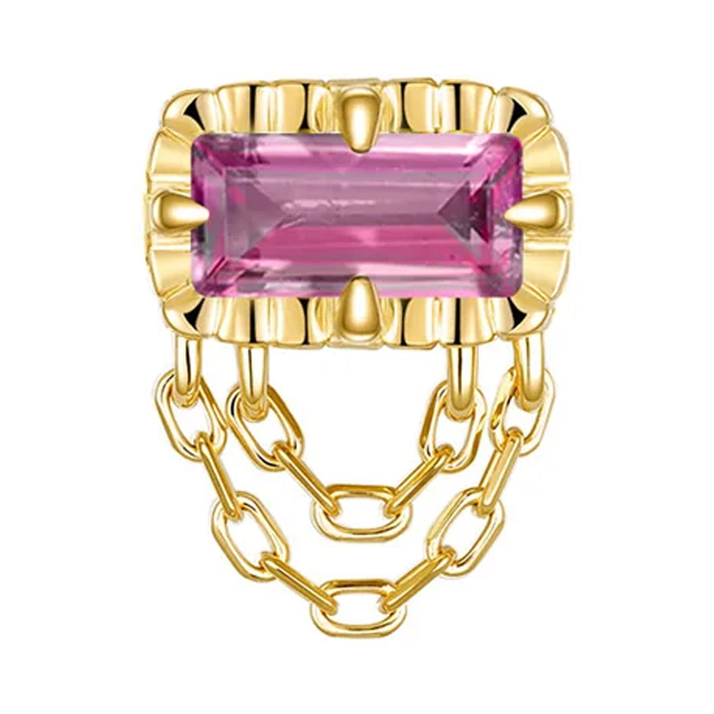 threadless: Fluted Edge "Hazel" End with Chains in Gold with Colored Genuine Gemstones