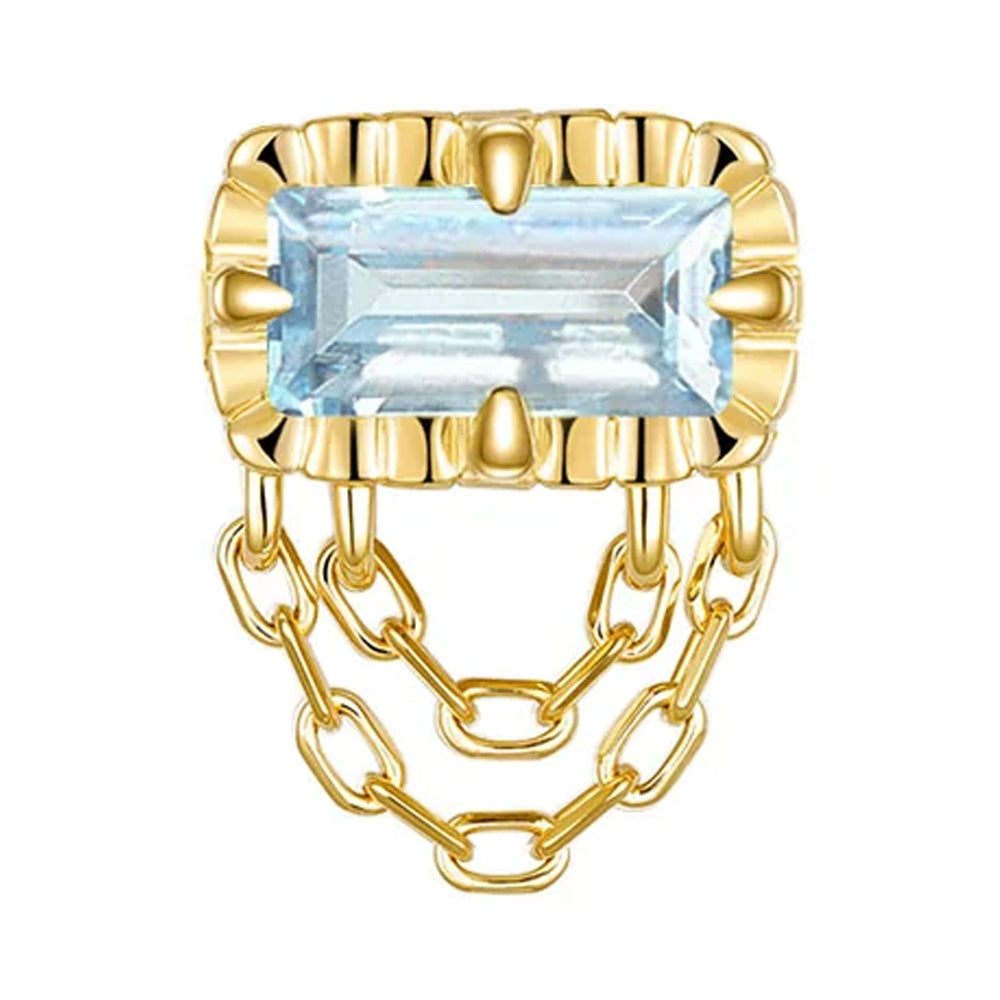 threadless: Fluted Edge "Hazel" End with Chains in Gold with Colored Genuine Gemstones