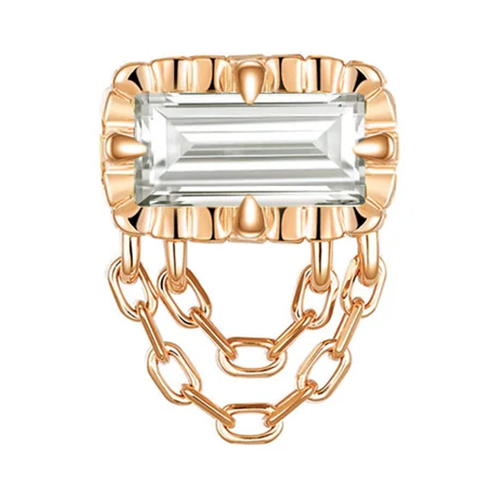 threadless: Fluted Edge "Hazel" End with Chains in Gold with Diamond