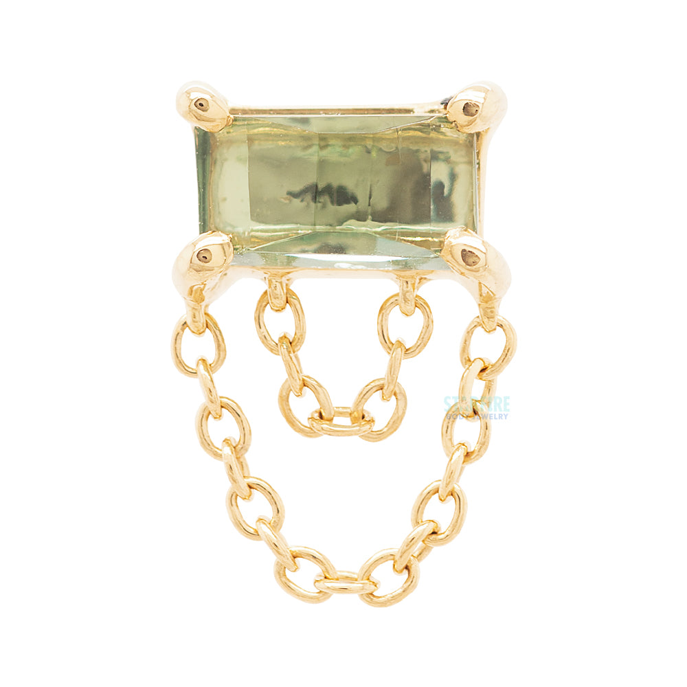 threadless: Tourmaline Flat Back Bar End with Chains in Gold