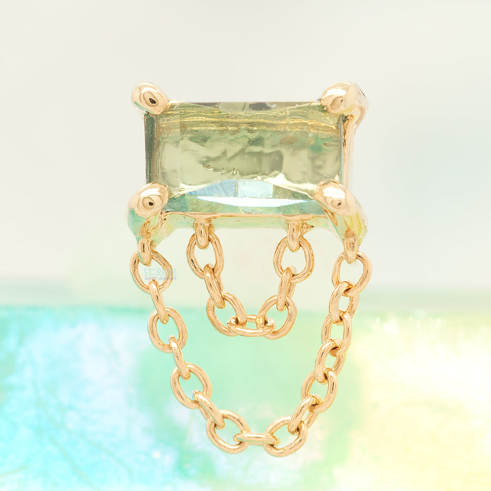 threadless: Tourmaline Flat Back Bar End with Chains in Gold