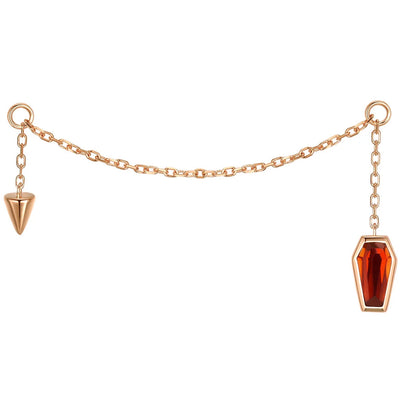 Coffin and Spike Chain Attachment in Gold with Genuine Gemstone