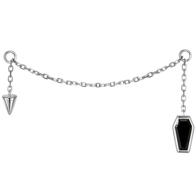 Coffin and Spike Chain Attachment in Gold with Genuine Gemstone