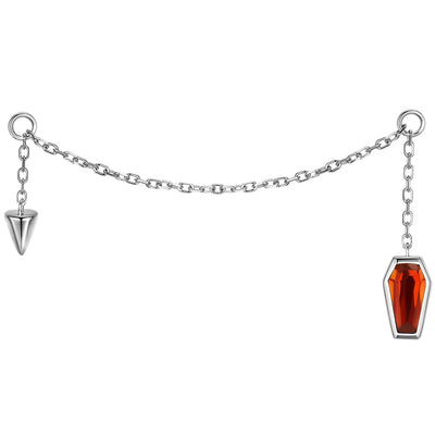 Coffin and Spike Chain Attachment in Gold with Genuine Gemstone