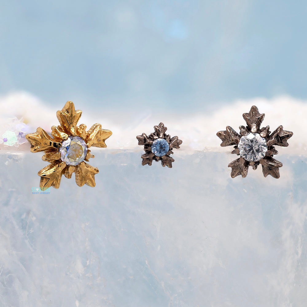 4mm "Winterglow" Threaded End in White Gold with Brilliant-Cut Gem